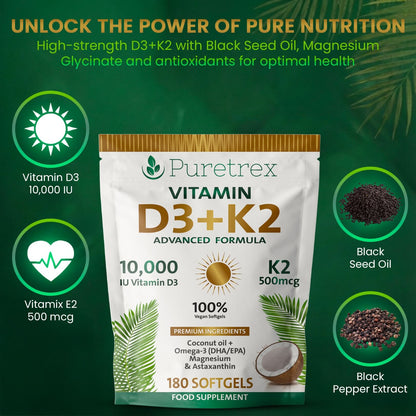 D3 + K2 Softgels with Coconut Oil – Premium Dietary Supplement