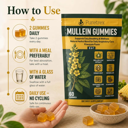 8-in-1 Mullein Gummies – Lung & Immune Support Formula