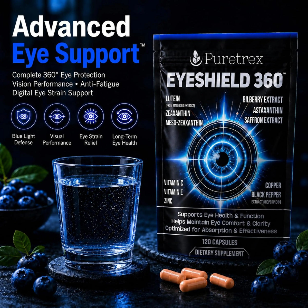 Eyeshield 360 Vision Support – Lutein, Zeaxanthin, Bilberry & Astaxanthin