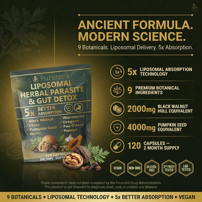 Liposomal Herbal Gut Cleanse Capsules – Black Walnut, Wormwood & Oregano