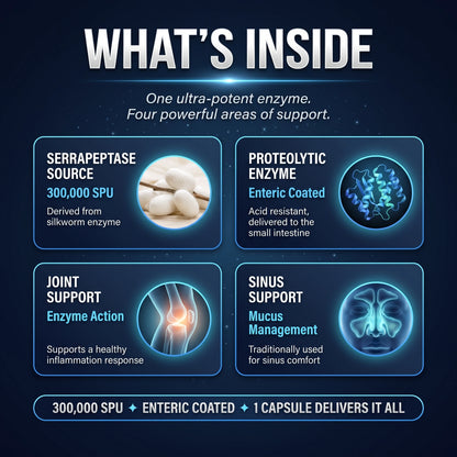 Serrapeptase Ultra 300,000 SPU – Enteric Coated Vegan Capsules