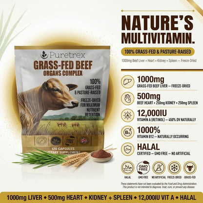 Grass-Fed Beef Organs Complex – Liver, Heart, Kidney & Spleen