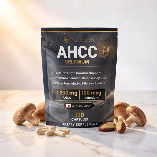 AHCC Supplement 1200mg with Selenium | Daily Immune Support | 120 Vegan Capsules