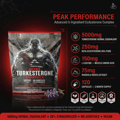 Ultra Turkesterone Complex 5000mg – BioPerine® & Rhodiola Capsules