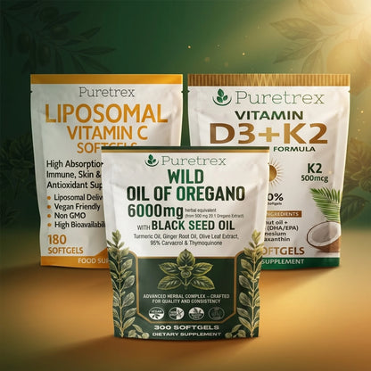 Immune Defense Triple Stack — Oil of Oregano + Liposomal Vitamin C + D3+K2