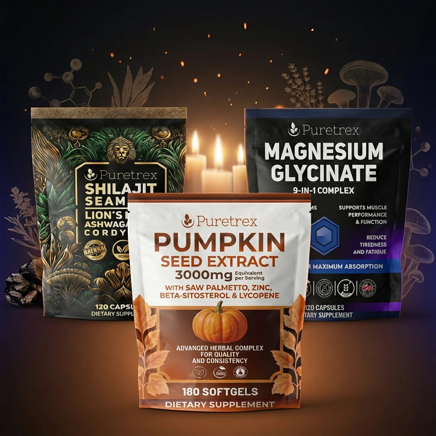 Men's Daily Foundation Stack — Pumpkin Seed Oil/Saw Palmetto + Shilajit + Magnesium Glycinate