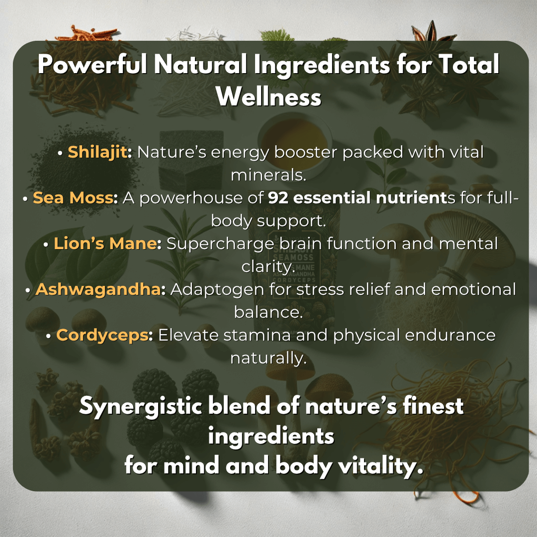 Shilajit with Sea Moss, Lion's Mane, Ashwagandha & Cordyceps