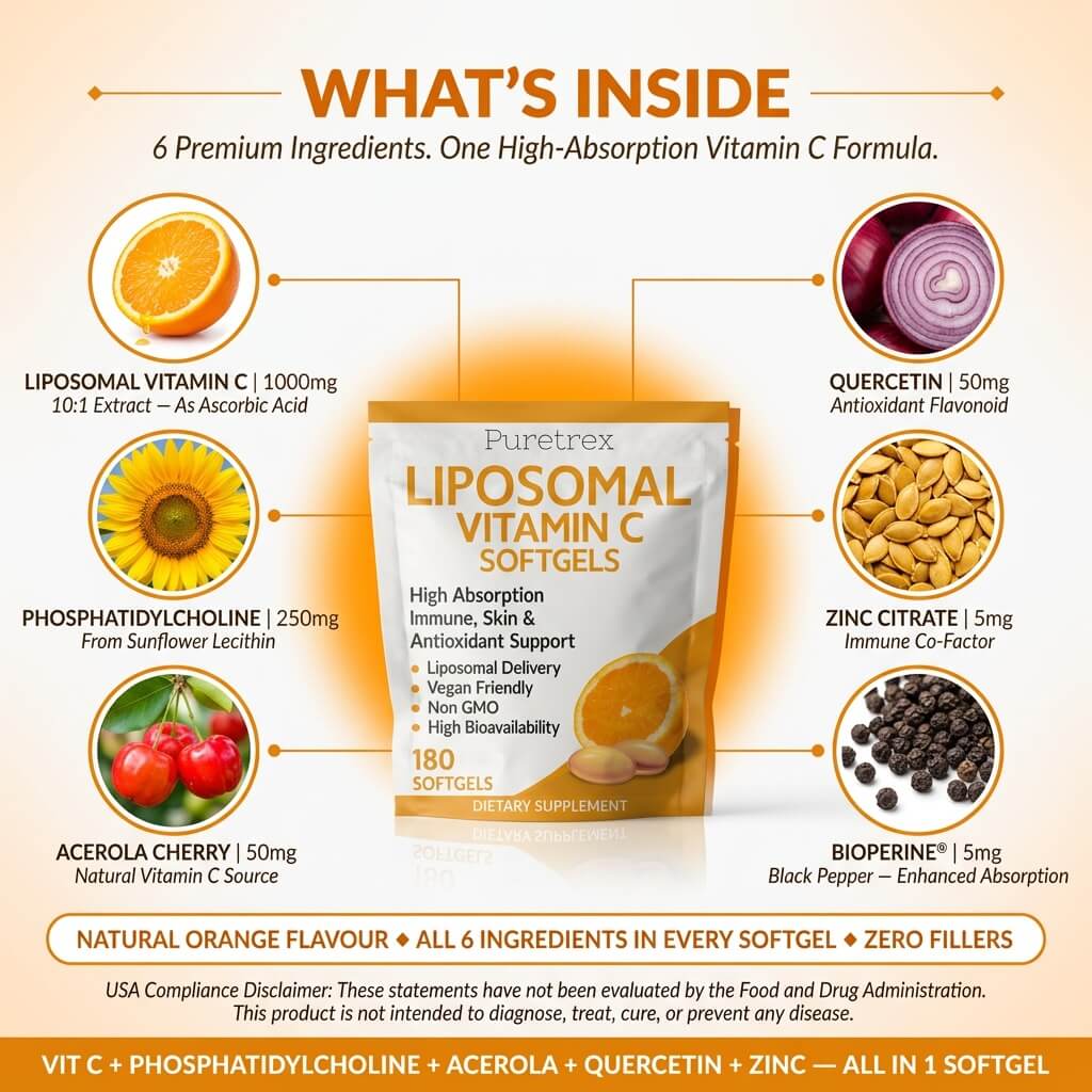 Liposomal Vitamin C Softgels – 1000mg High Absorption Formula