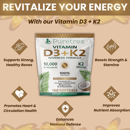 D3 + K2 Softgels with Coconut Oil – Premium Dietary Supplement