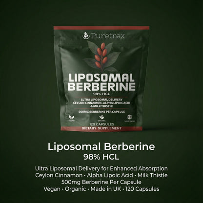 Liposomal Berberine 98% HCL 500mg + Ceylon Cinnamon, ALA, Milk Thistle - product image 3 by PURETREX