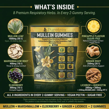 8-in-1 Mullein Gummies – Lung & Immune Support Formula