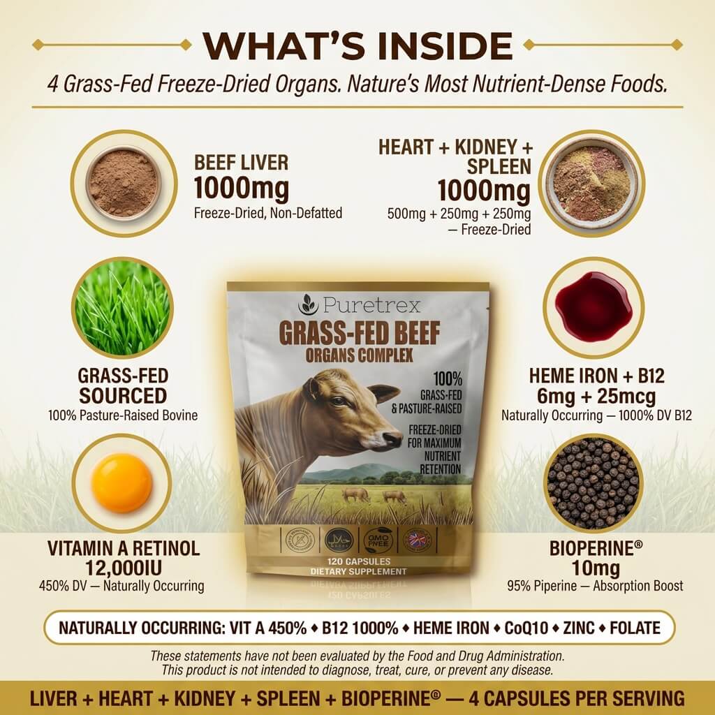 Grass-Fed Beef Organs Complex – Liver, Heart, Kidney & Spleen