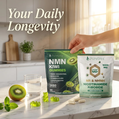 Longevity NAD+ Stack — NMN Gummies + NAD+/NR/NMNH Complex Capsules | Puretrex