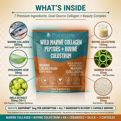 Wild Marine Collagen Peptides + Bovine Colostrum – Hyaluronic Acid & BioPerine®