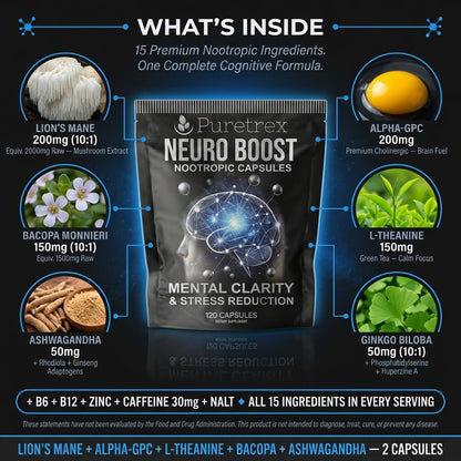 Neuro Boost Clarity Complex – Lion’s Mane & Botanical Blend Capsules