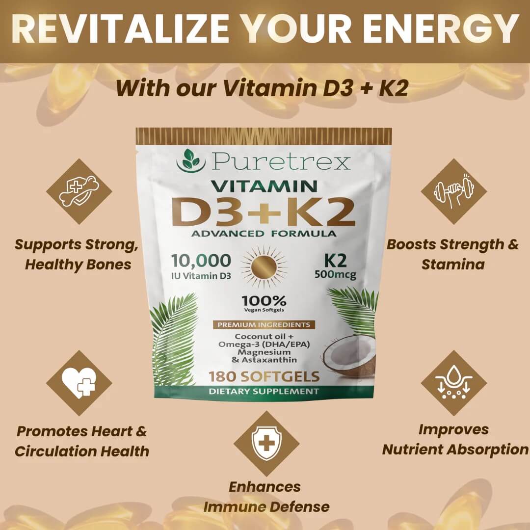 D3 + K2 Softgels with Coconut Oil – Premium Dietary Supplement