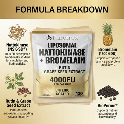 Liposomal Nattokinase 4000FU + Bromelain - product image 3 by PURETREX