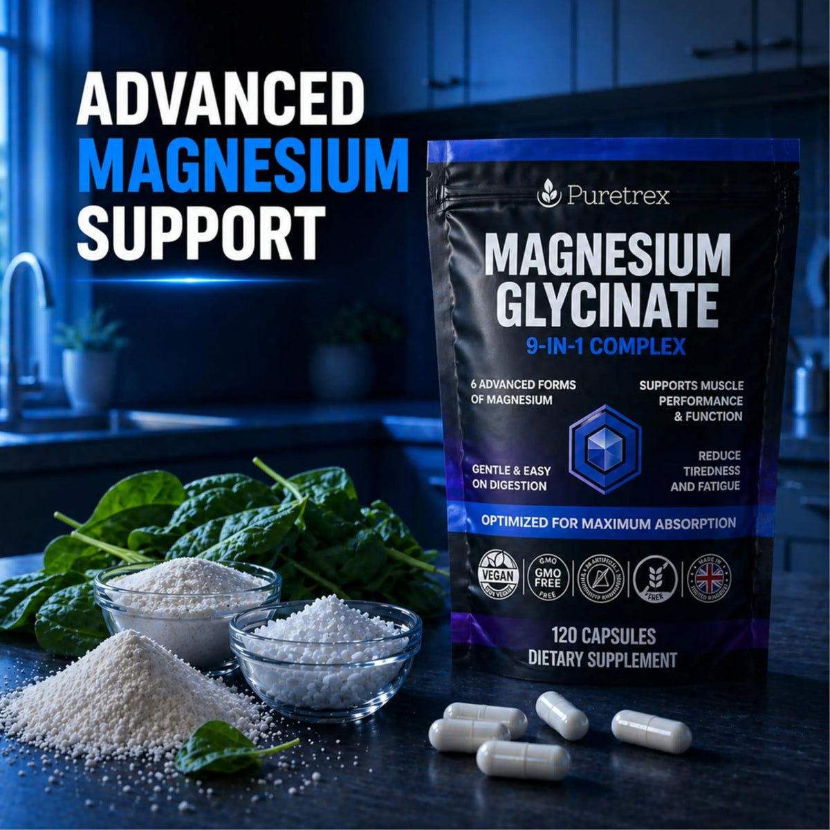 Magnesium Glycinate Complex – 6 Forms + Vitamin B6, Zinc & BioPerine®