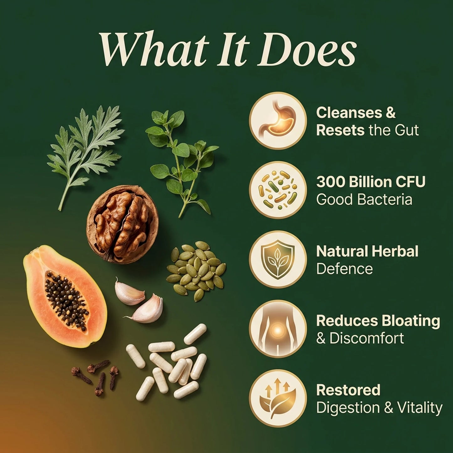 Gut Reset Protocol — Herbal Cleanse Capsules + 300 Billion CFU Probiotic