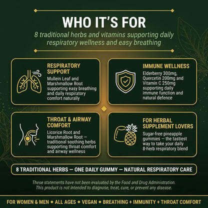 8-in-1 Mullein Gummies – Lung & Immune Support Formula