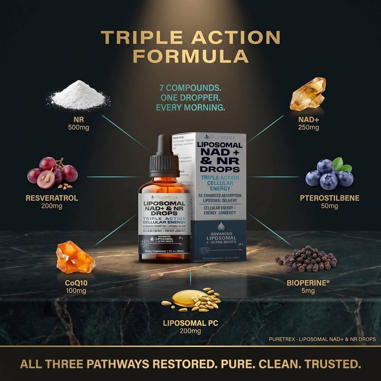 Liposomal NAD+ & NR Drops – Triple Action