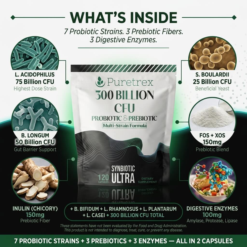 300 Billion CFU Probiotic & Prebiotic – Multi-Strain Synbiotic Ultra Formula