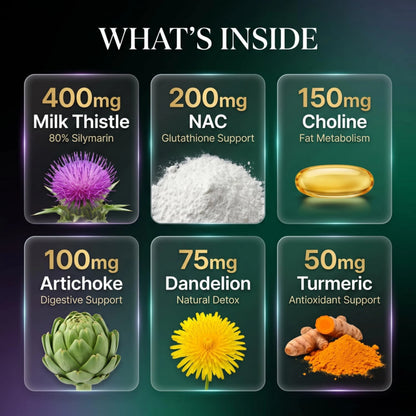 Milk Thistle Capsules 8000mg – 80% Silymarin + NAC, Artichoke, Choline | Liver Support