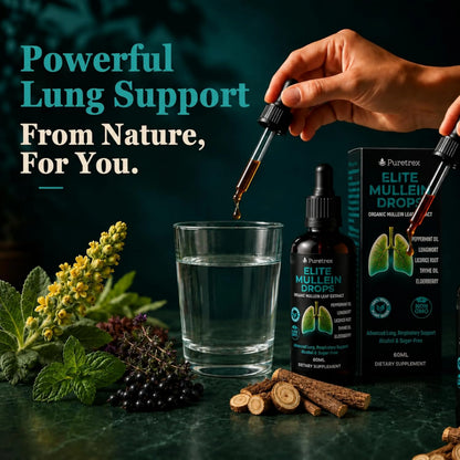 Elite Mullein Drops – Organic Mullein Leaf with Peppermint, Lungwort & Thyme