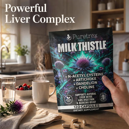 Milk Thistle Capsules 8000mg – 80% Silymarin + NAC, Artichoke, Choline | Liver Support