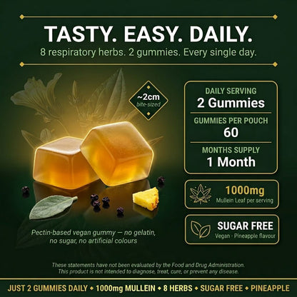 8-in-1 Mullein Gummies – Lung & Immune Support Formula