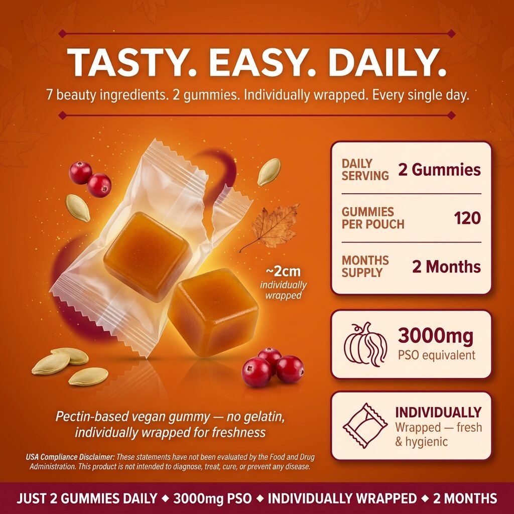 Pumpkin Seed Oil Gummies for Women – Biotin, Saw Palmetto & Vitamins C & E