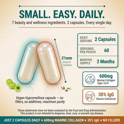 Wild Marine Collagen Peptides + Bovine Colostrum – Hyaluronic Acid & BioPerine®