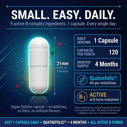 5-MTHF Complex with Quatrefolic® – Active Folate, Vitamin B9, B12 & Biotin