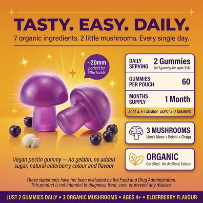 Kids Mushroom Gummies – Immune & Brain Support with Vitamin C, D3 & Zinc