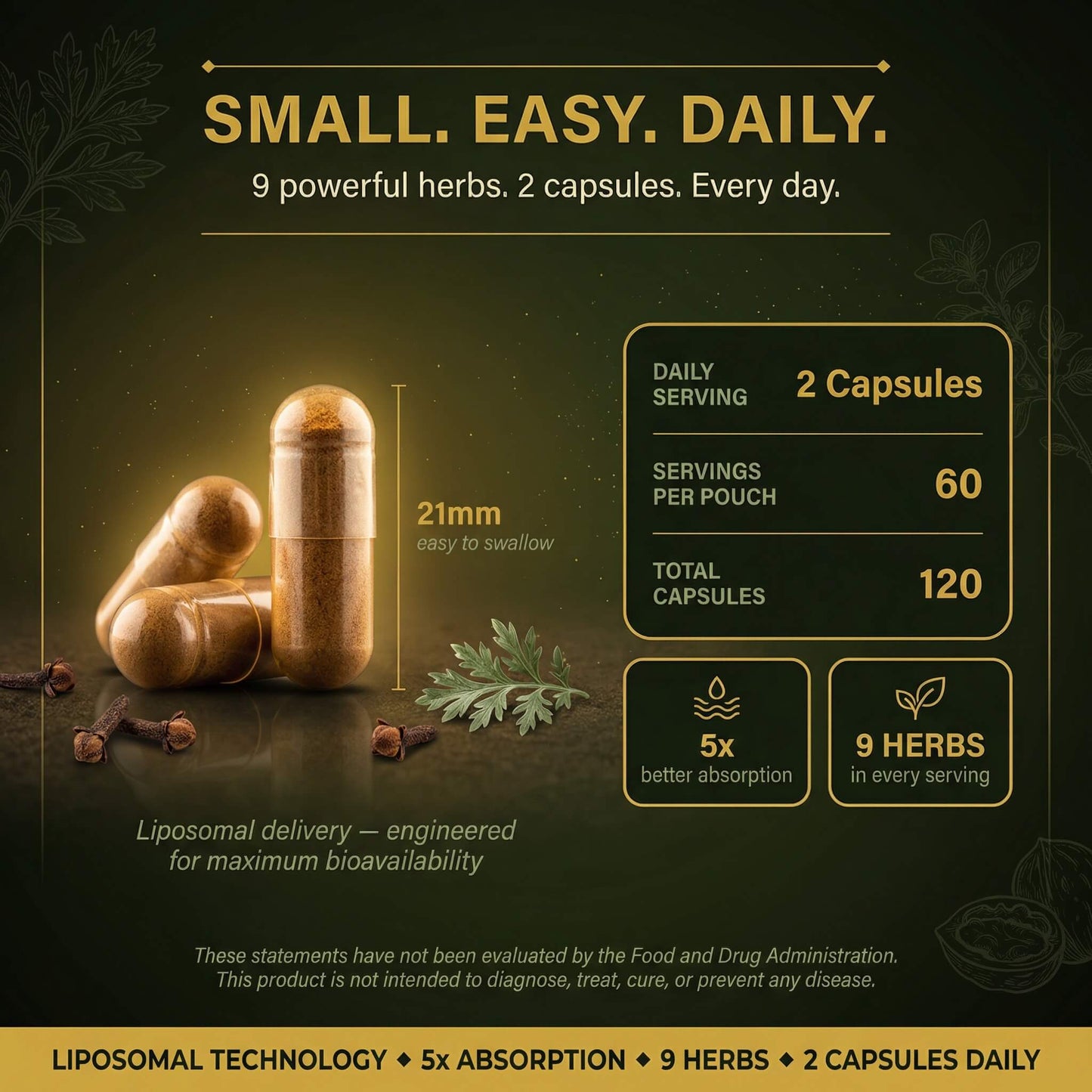 Liposomal Herbal Gut Cleanse Capsules – Black Walnut, Wormwood & Oregano