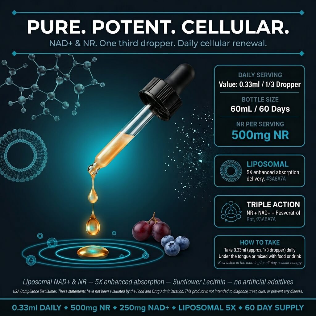 Liposomal NAD+ & NR Drops – Triple Action Cellular Energy with Enhanced Absorption