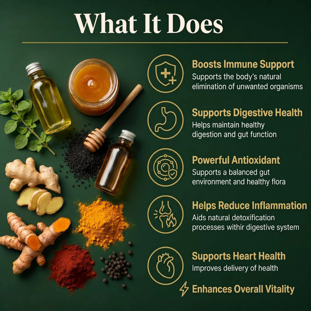 Organic Wild Oregano Oil Drops – 93% Carvacrol with Ginger & UMF 25+ Manuka Honey