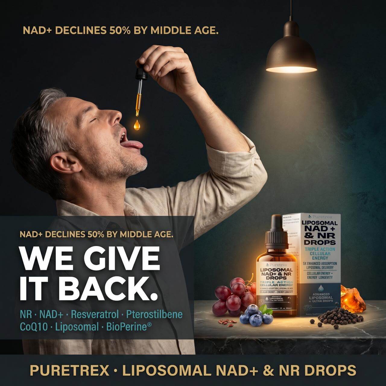 Liposomal NAD+ & NR Drops – Triple Action