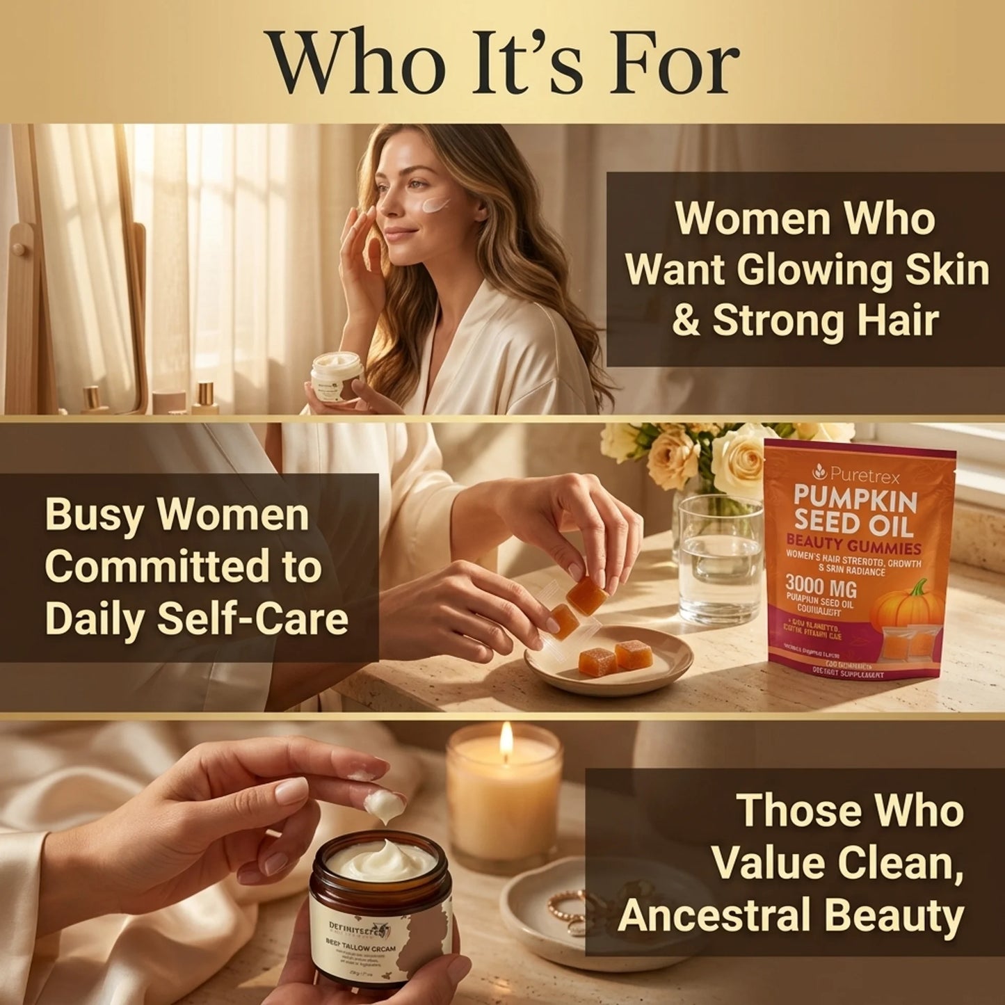 Inside-Out Beauty Bundle — Biotin Complex + Pumpkin Gummies + Tallow Cream