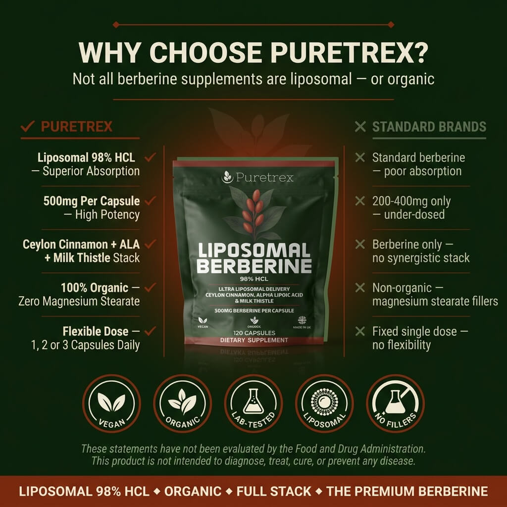 Liposomal Berberine 500mg – Ceylon Cinnamon, ALA & Milk Thistle