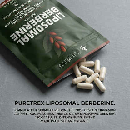 Liposomal Berberine 98% HCL 500mg + Ceylon Cinnamon, ALA, Milk Thistle - product image 6 by PURETREX