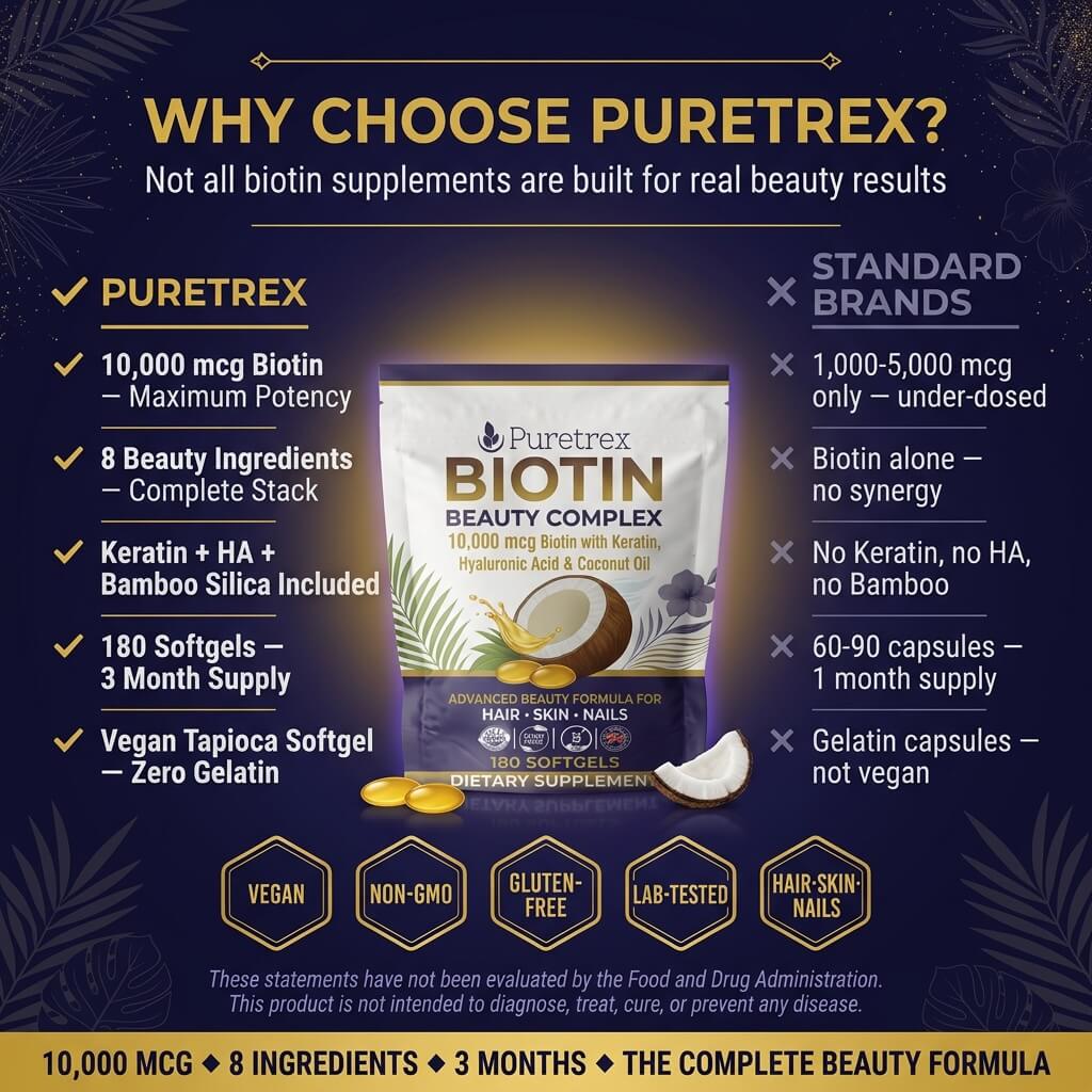 Biotin Beauty Complex 10,000µg – Keratin, Hyaluronic Acid & Bamboo Extract