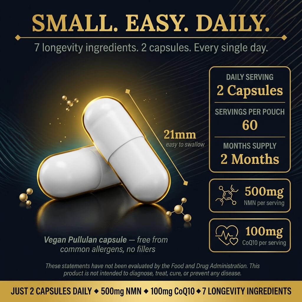 NMN & Resveratrol 7-in-1 Complex – CoQ10, TMG & BioPerine® Capsules