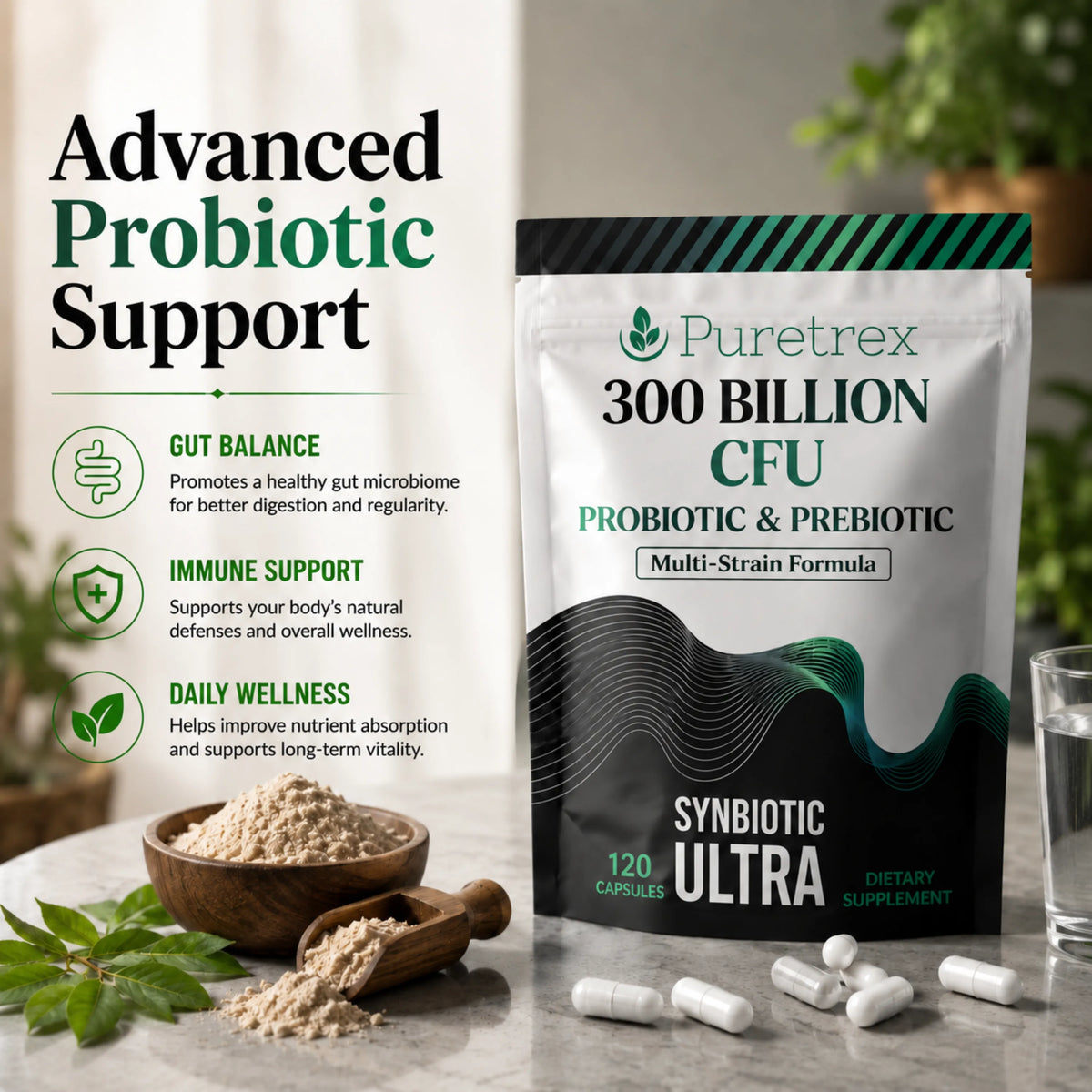 300 Billion CFU Probiotic & Prebiotic – Multi-Strain Synbiotic Ultra Formula