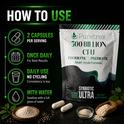 300 Billion CFU Probiotic & Prebiotic – Multi-Strain Synbiotic Ultra Formula