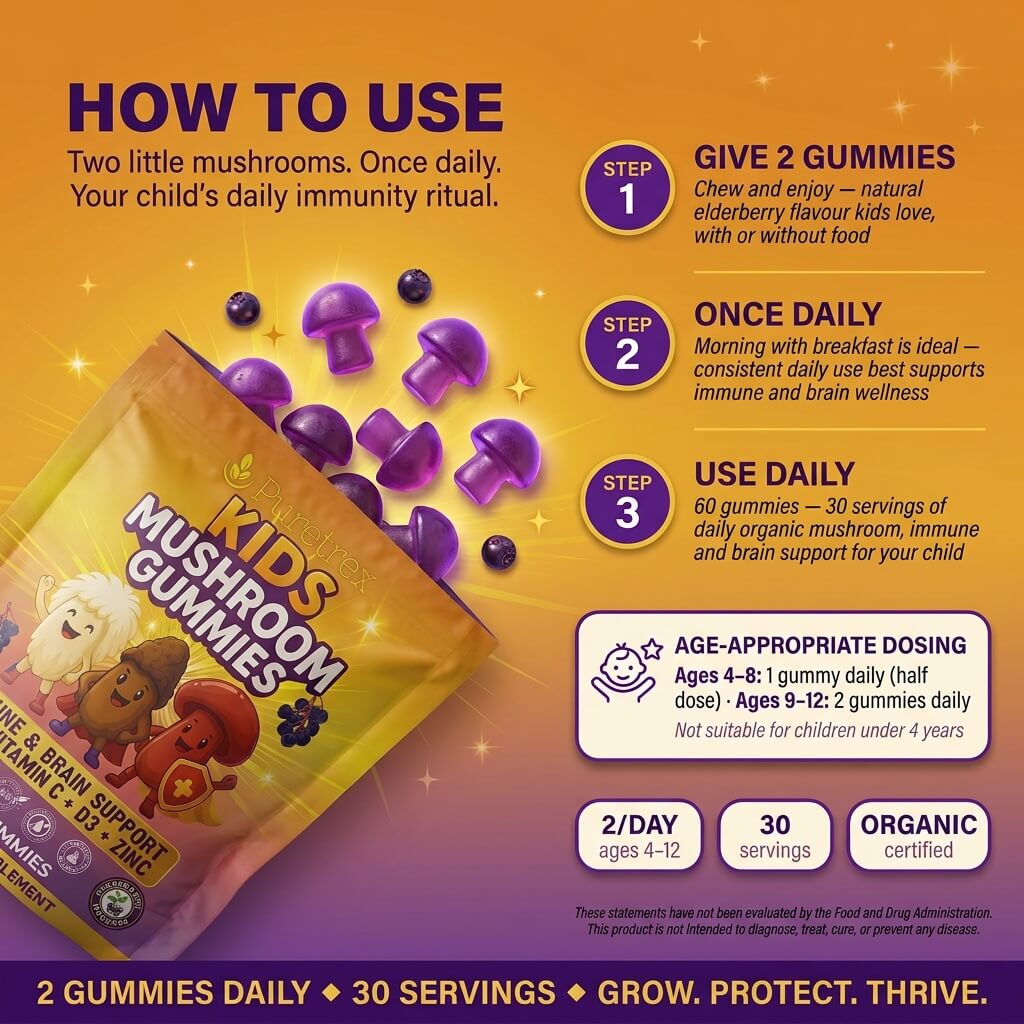 Kids Mushroom Gummies – Immune & Brain Support with Vitamin C, D3 & Zinc
