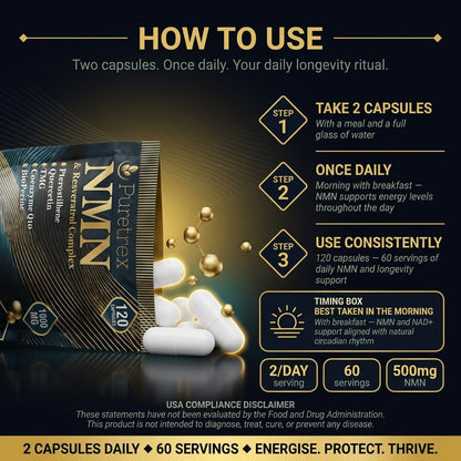 NMN & Resveratrol 7-in-1 Complex – CoQ10, TMG & BioPerine® Capsules
