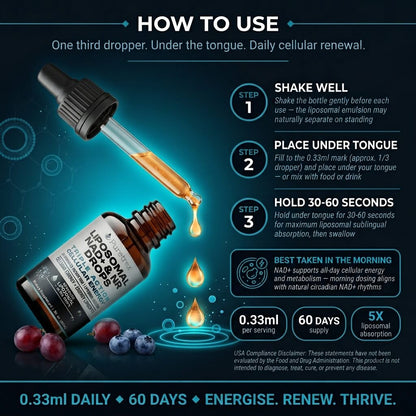 Liposomal NAD+ & NR Drops – Triple Action Cellular Energy with Enhanced Absorption