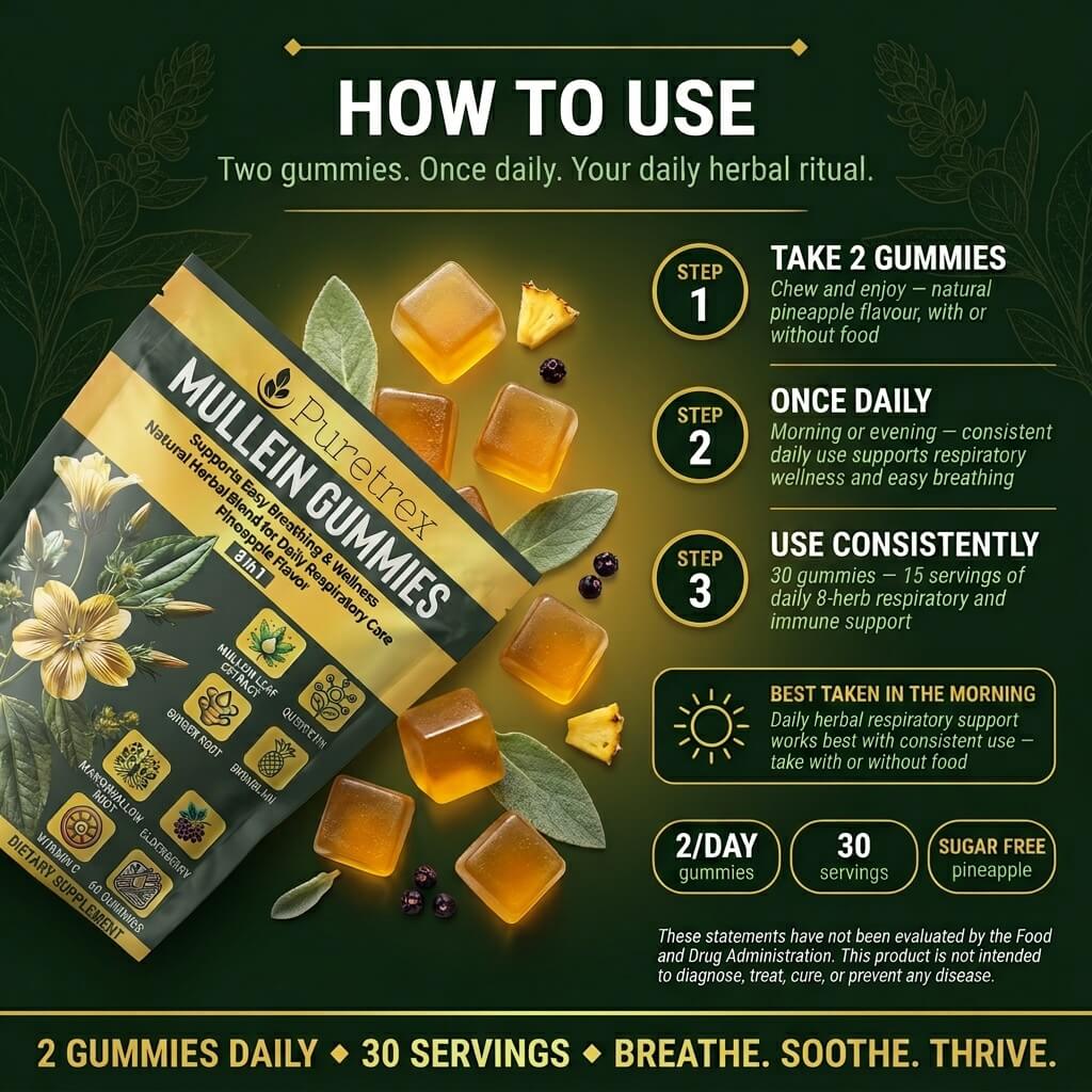 8-in-1 Mullein Gummies – Lung & Immune Support Formula