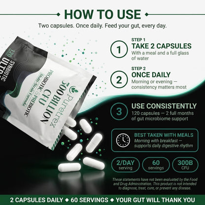 300 Billion CFU Probiotic & Prebiotic – Multi-Strain Synbiotic Ultra Formula